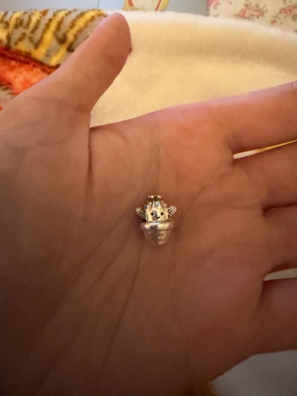 Pandora Sterling Silver Cute Angel in Pot Charm - Silver